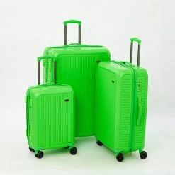 Portland Lime Fine Rib Hardshell Suitcases