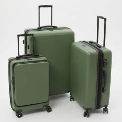 Calpak Green Ribbed Hardcase Suitcases