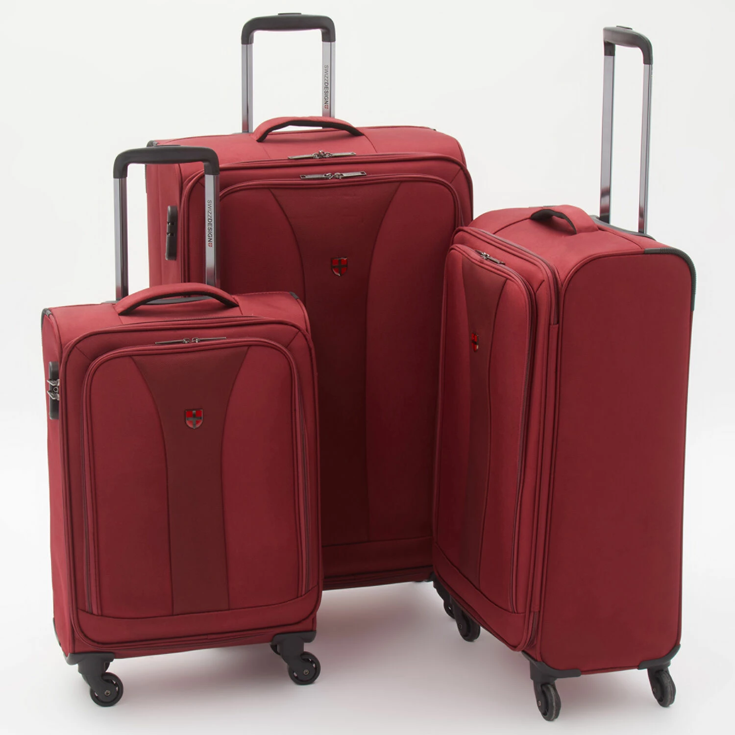 Swizz Design Burgundy Softshell Suitcases 1 Swizz Design Burgundy Softshell Suitcases