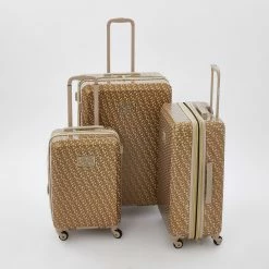 DKNY Gold Tone Branded Upright Suitcase