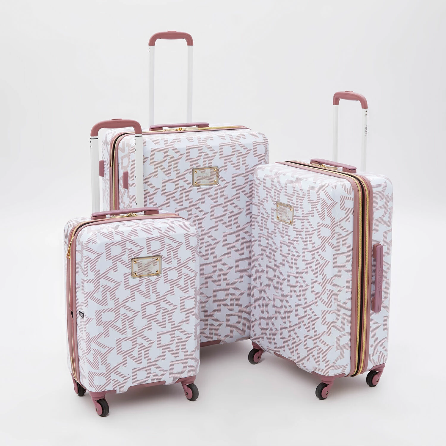 DKNY White & Pink Branded Hardshell Suitcases 1 DKNY White & Pink Branded Hardshell Suitcases