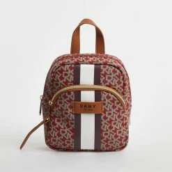 DKNY Red & Grey Scattered Logo Mini Backpack