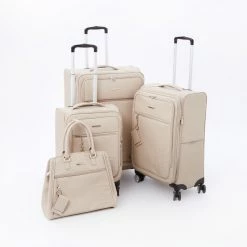 BCBG Max Azria Stone Grey Grained Softshell Suitcases