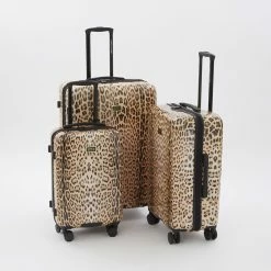 Cavalli Class Brown Leopard Spot Spinner Suitcases