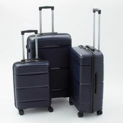 Endeavour Midnight Blue Ribbed Shell Suitcases