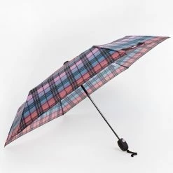 Steve Madden Pink & Purple Tartan Umbrella