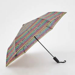 Betsey Johnson Black Rainbow Hearts Umbrella