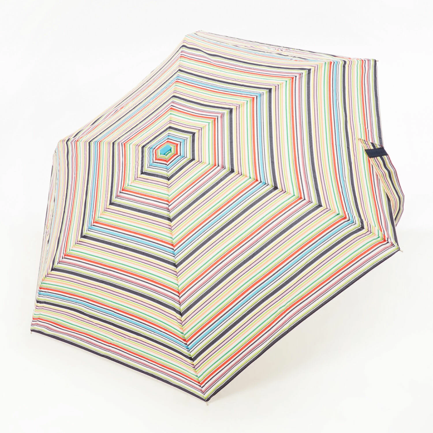 Totes Multicolour Striped Compact Umbrella 2 Totes Multicolour Striped Compact Umbrella - Image 2