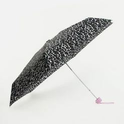 Totes Black & Lilac Compact Animal Pattern Umbrella