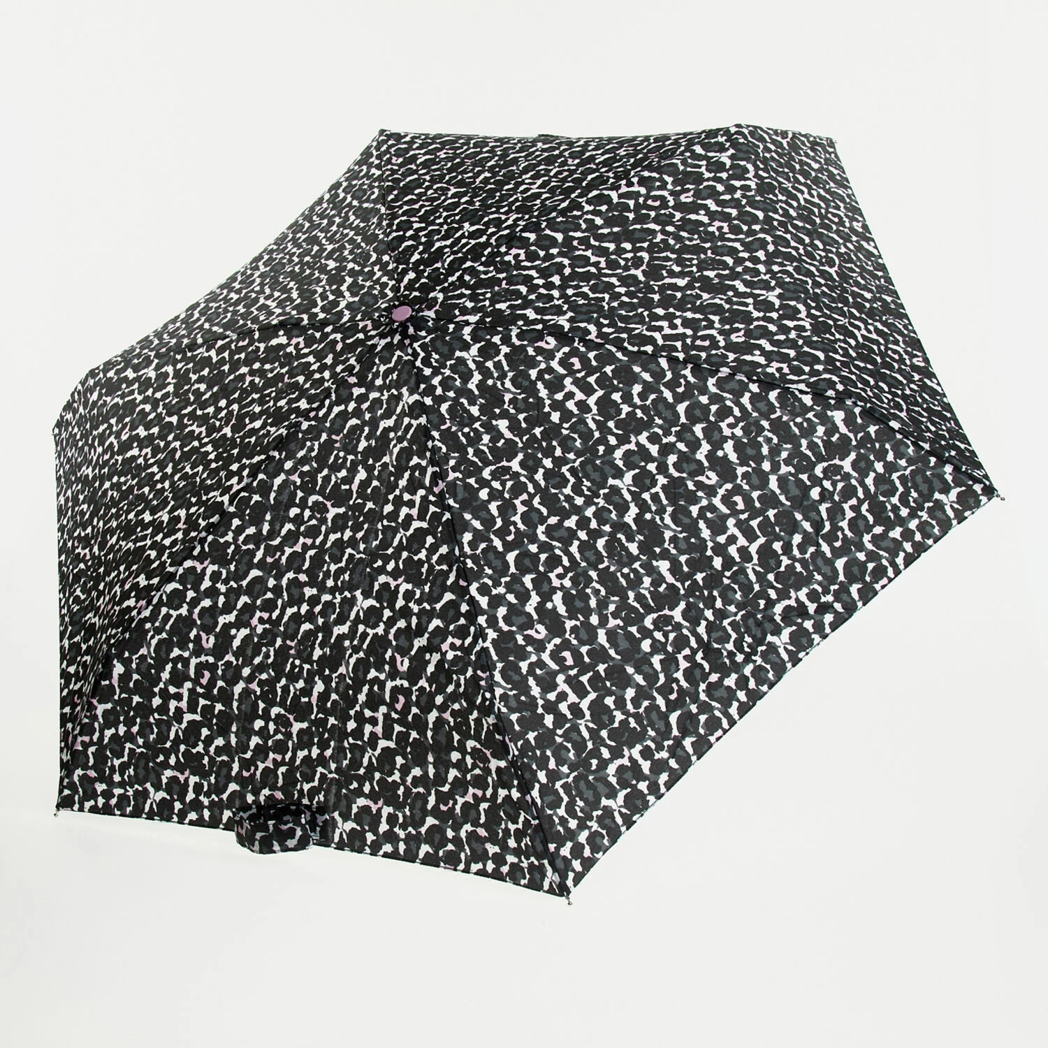 Totes Black & Lilac Compact Animal Pattern Umbrella 2 Totes Black & Lilac Compact Animal Pattern Umbrella - Image 2