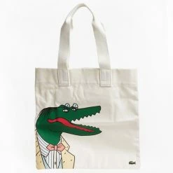 Lacoste White Pap Croc Tote Bag